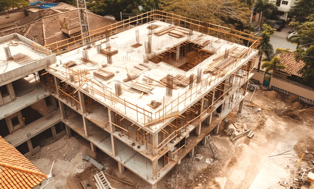 Large commercial apartment construction site